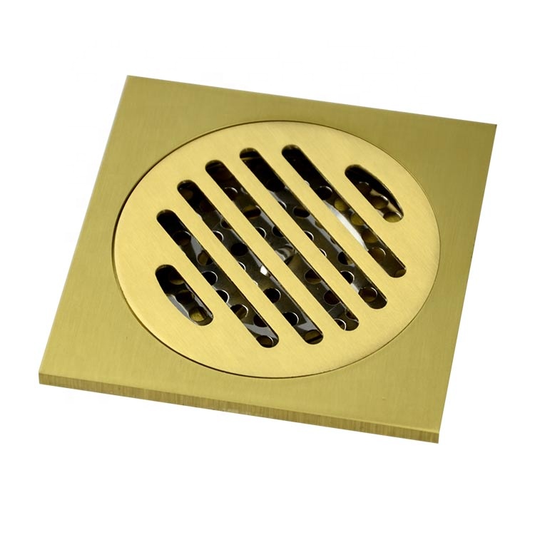 10x10 Cm Brass Floor Drain Thickness Gold Color Bathroom Floor Drain 4 Inch Toilet Drain